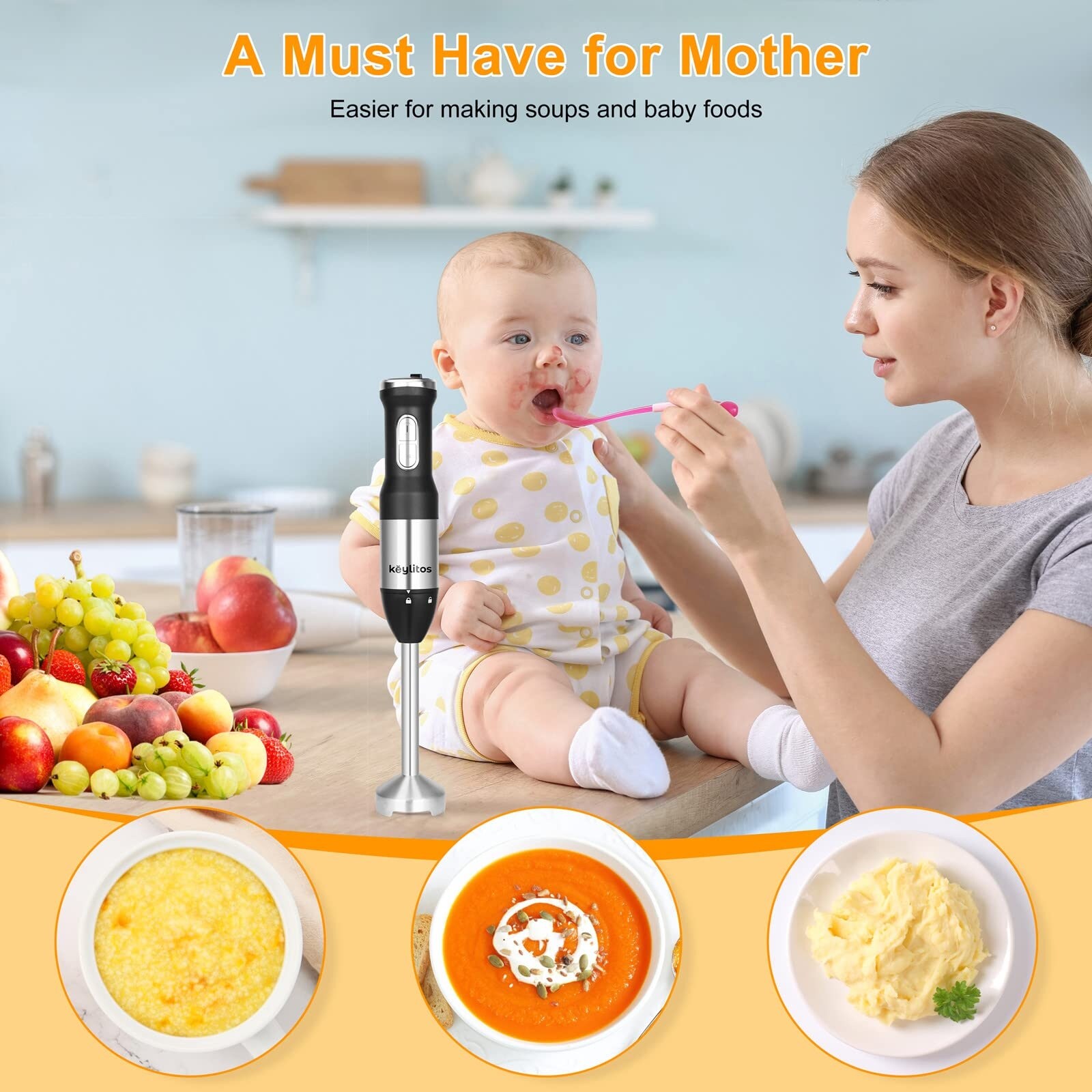 5 in 1 Immersion Hand Blender Mixer, [Upgraded] 1000W Handheld